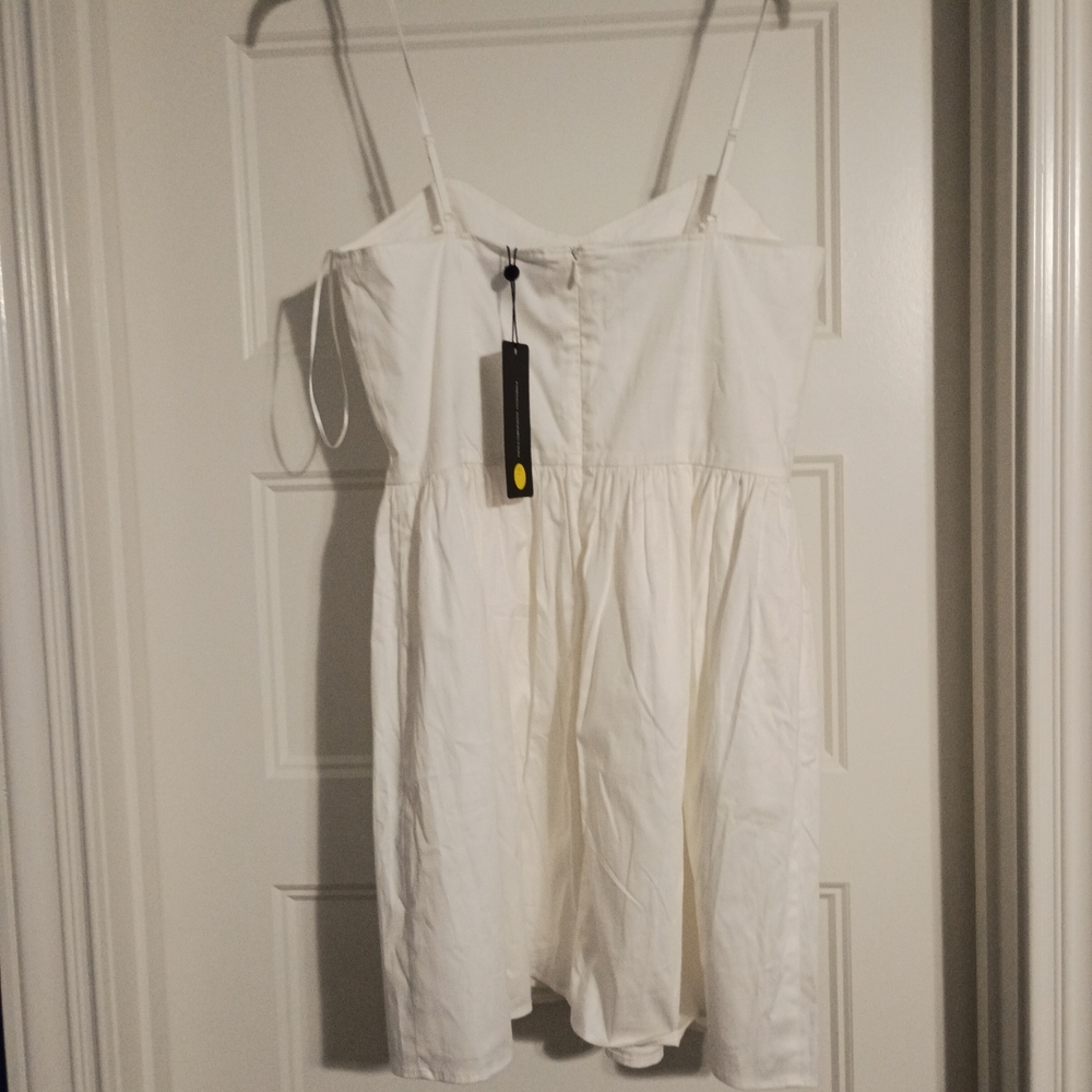 French Connection White Mini Dress with Spaghetti Straps Size 6 New - Picture 4 of 6
